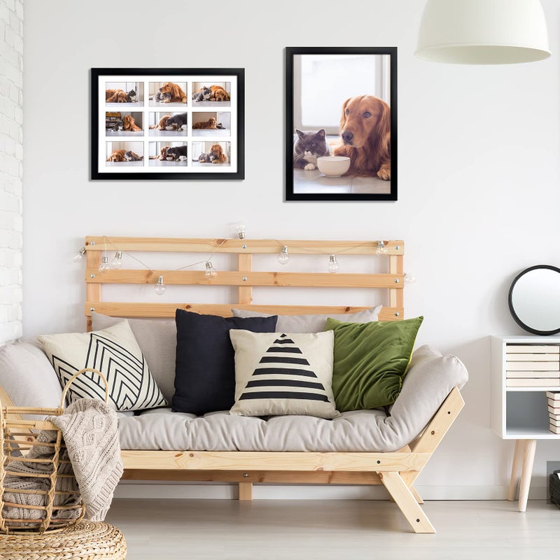 HORLIMER 9 Openings 4x6 Picture Frames Collage Set of 2, Black Multi Photo Frame for Wall Hanging, Horizontally or Vertically Display - Image 5